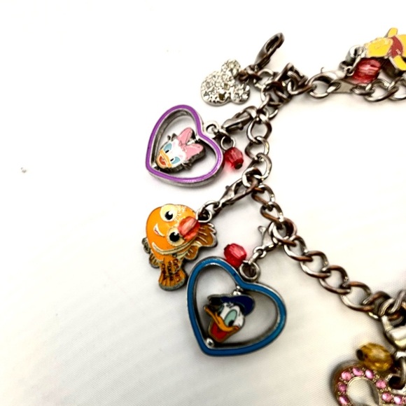 Disney Charm Bracelet Mickey Mouse Minnie Donald Pooh Crystal Enamel - Picture 3 of 7